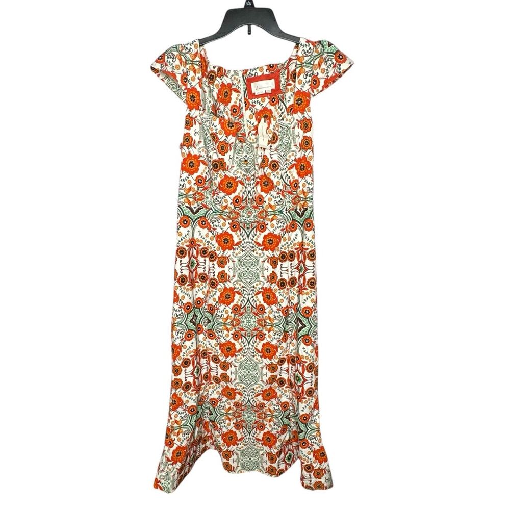 By Anthropologie The Cecily Fit & Flare Sweetheart Neck Floral Dress Large New - Picture 2 of 13